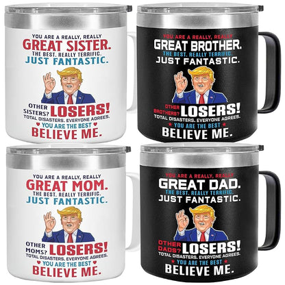 14 Oz Funny Family Mug Tumbler Gift Set – Cup for Mom Dad Sis Brother