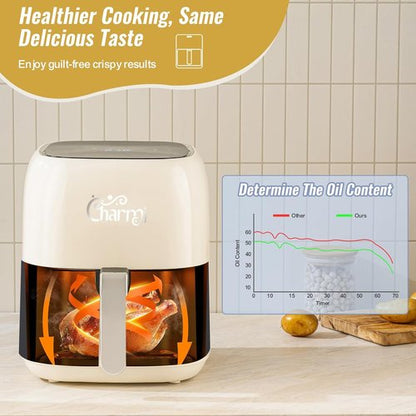 Charmi 5QT Air Fryer - Retro Design with Digital Touchscreen & 8 Cooking Presets | Cream White