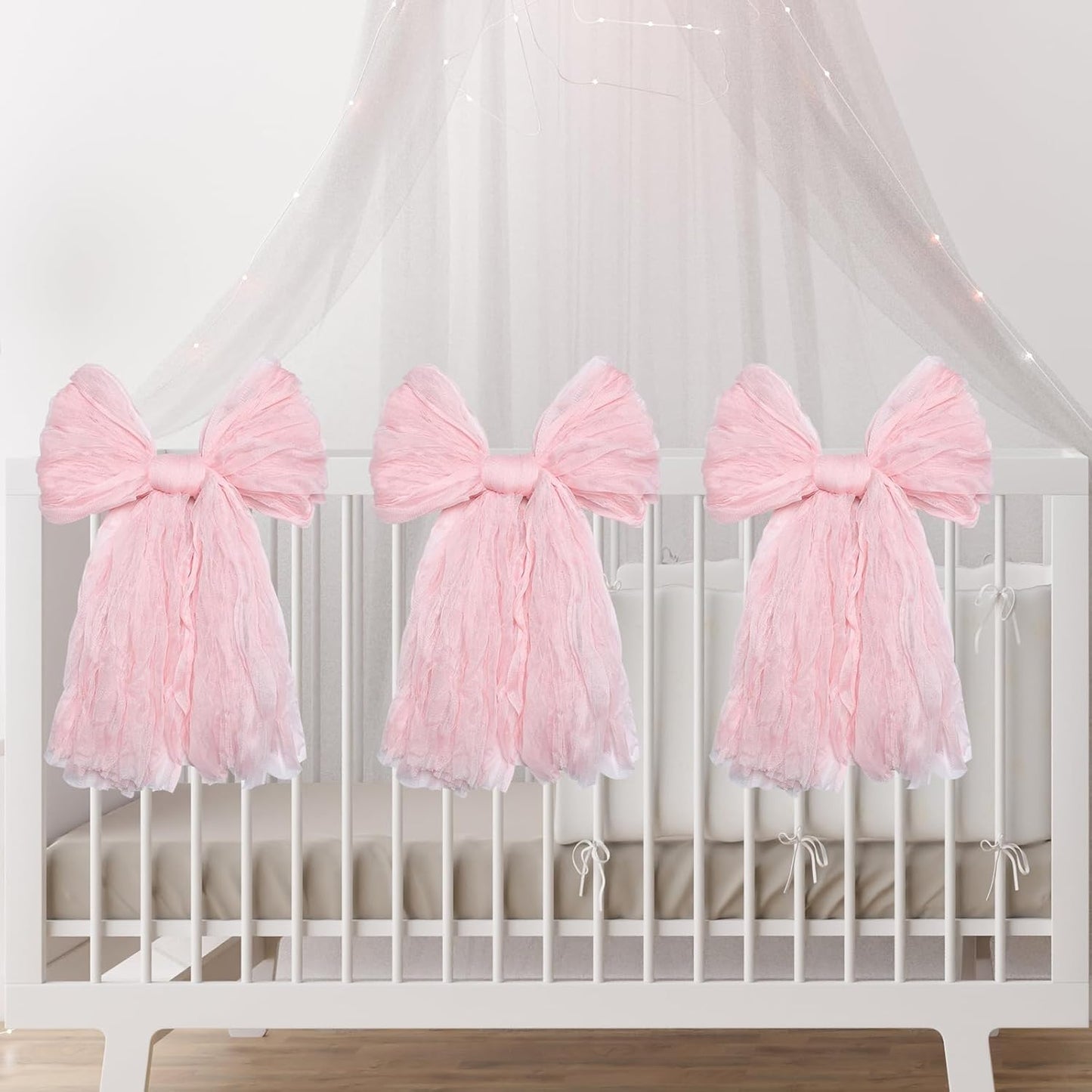 XunYee Large Pink Bows - 10 x 18 Inches Giant Crib Decor for Nursery, Parties & Showers
