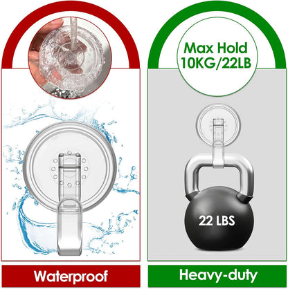 Clear Wreath Hanger - 22 LB Strong Suction Cup Hooks for Fall & Christmas Decor | 2 Pack