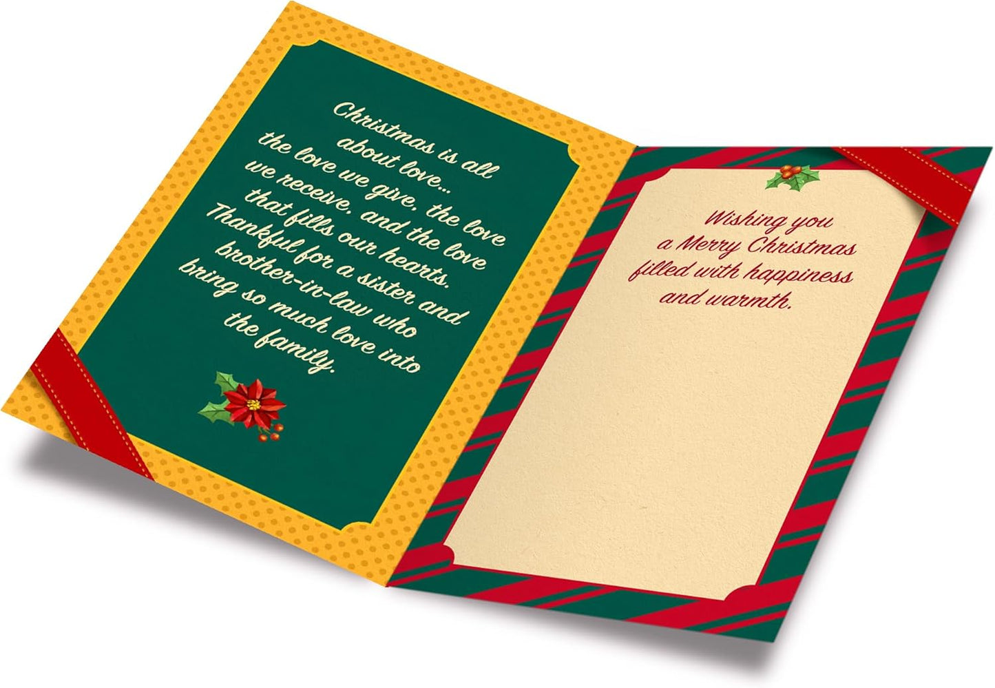 Prime Greetings Christmas Card for Sister and Brother-in-Law - Eco-Friendly, Thick Card Stock, 5in x 7.75in