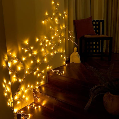 2Pcs Enchanted Willow Vine Lights - 144 LEDs, 18-Branch Wall Decor, White - Variation: White-2pcs