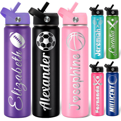 HOFMOY Custom Sport Water Bottle Personalized Name Customized Water Bottles for Adults Customizable Insulated Water Bottles Engraved for Men Women 24 32 40 oz