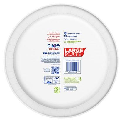 Dixie Ultra, Large Paper Plates, 11 Inch, 25 Count, 3X Stronger*, Heavy Duty, Microwave-Safe, Soak-Proof, Cut Resistant, Great for Heavy, Messy Meals