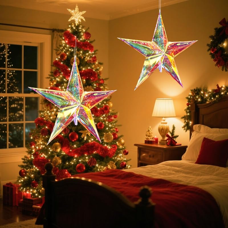 24-Inch Iridescent Moravian Star Lights - 5-Pointed 24inch Variation