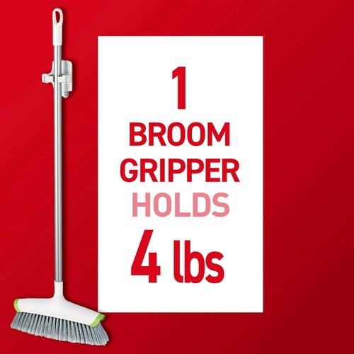 Command Broom Grippers - Damage-Free Mop & Broom Holder Wall Mount | 3 Hangers & 6 Strips, Holds Up to 4 lb