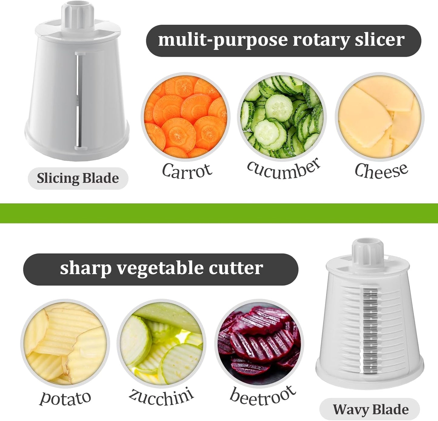Ourokhome Cheese Grater - Crank Cheese Shredder & Mandoline Slicer with 5 Blades | Strong Suction Base, Black