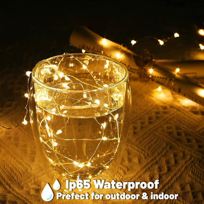 Yiaht 24-Pack Battery Operated Fairy String Lights - 7 Feet, 20 LED, Waterproof Silver Wire for Bedroom & Party Decor