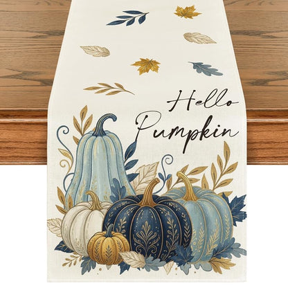 Artoid Mode 13 x 72 Inch Table Runner - Beige/Blue, 210 GSM Polyester