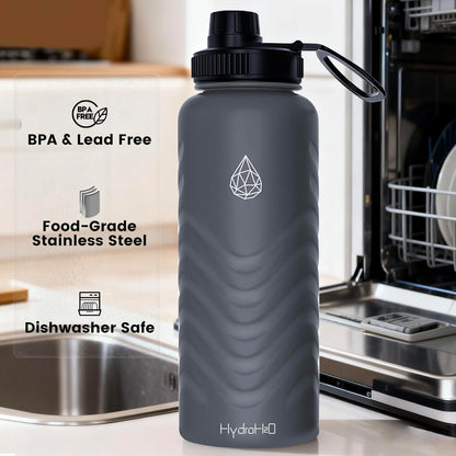 Skiennix 24oz Stainless Steel Insulated Water Bottle - 48H Cold & 24H Hot, Leak-Proof, BPA-Free | Grey