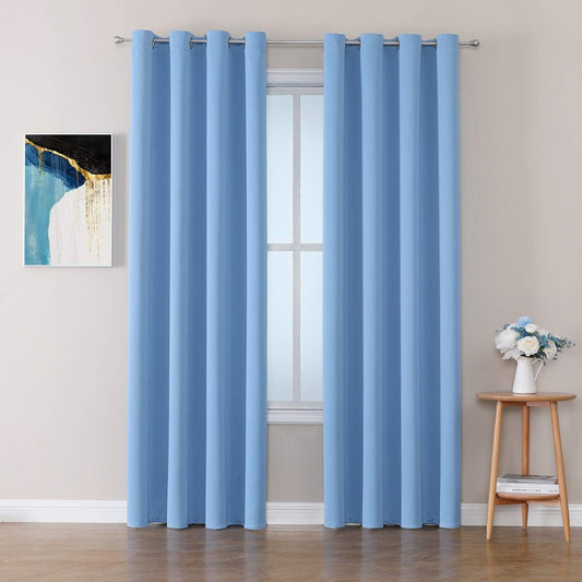 ChrisDowa Blackout Curtains - Thermal Insulated Room Darkening Panels, Sky Blue | 120 Inches Long, 2 Panels Set