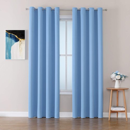 ChrisDowa Room Darkening Curtains 108 Inches Long 2 Panels Set for Living Room, Grommet Thermal Insulated Blackout Curtains for Bedroom (Sky Blue, 52 x 108 Inch)