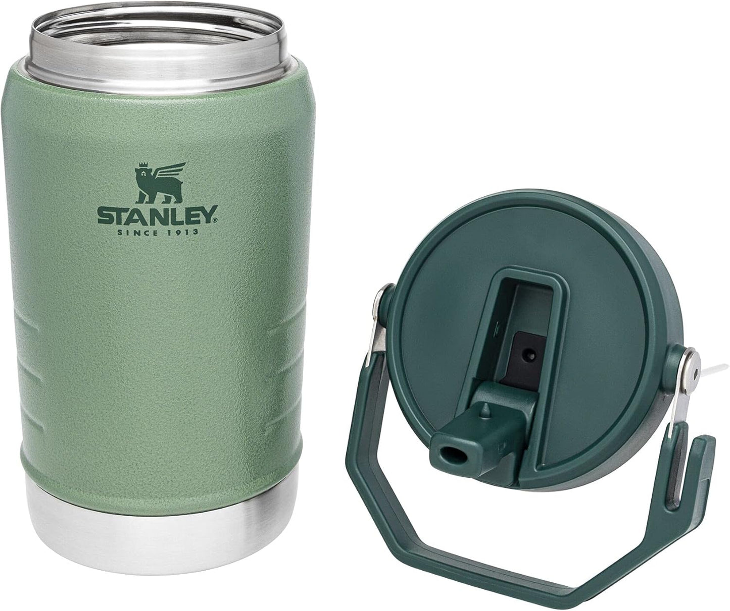 Stanley IceFlow Stainless Steel Water Jug - Vacuum Insulated Tumbler with Straw, 40 OZ | Hammertone Green