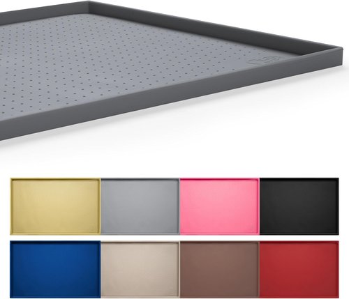 Hubulk Dog Feeding Mat - 100% Waterproof Silicone Pet Bowl Placemat | Non-Slip Design, Grey (19"x12"x0.5")