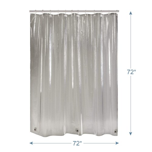 AmazerBath Transparent Black Shower Curtain Liner, 72x72 Shower Liner, Lightweight Plastic Shower Curtain Liners, Cute Waterproof Shower Liner for Bathroom with 3 Magnets and 12 Grommet Holes