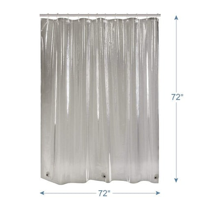 AmazerBath Transparent Black Shower Curtain Liner, 72x72 Shower Liner, Lightweight Plastic Shower Curtain Liners, Cute Waterproof Shower Liner for Bathroom with 3 Magnets and 12 Grommet Holes