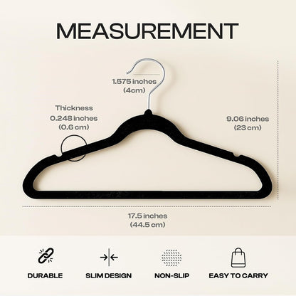 Utopia Home Velvet Hangers - Luxury Non-Slip Slim Coat & Pant Hangers, 100 Pack, 360° Swivel Hook - Black