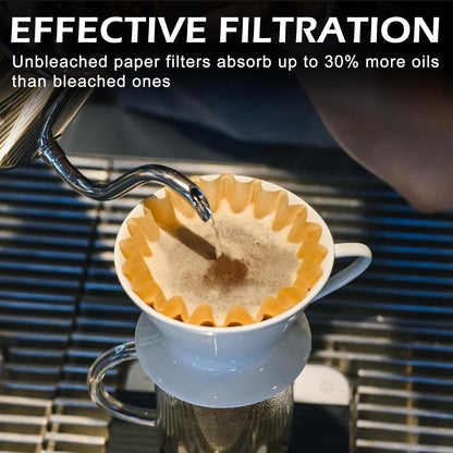 Skiennix 5 Cup Coffee Filters - 100 Count Unbleached Natural Paper for Pour Over Coffee Makers | Brown
