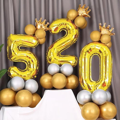 Gold Number 0 Balloon by Mylar - 40 Inch Helium Foil Balloon for Birthday & Anniversary Decor