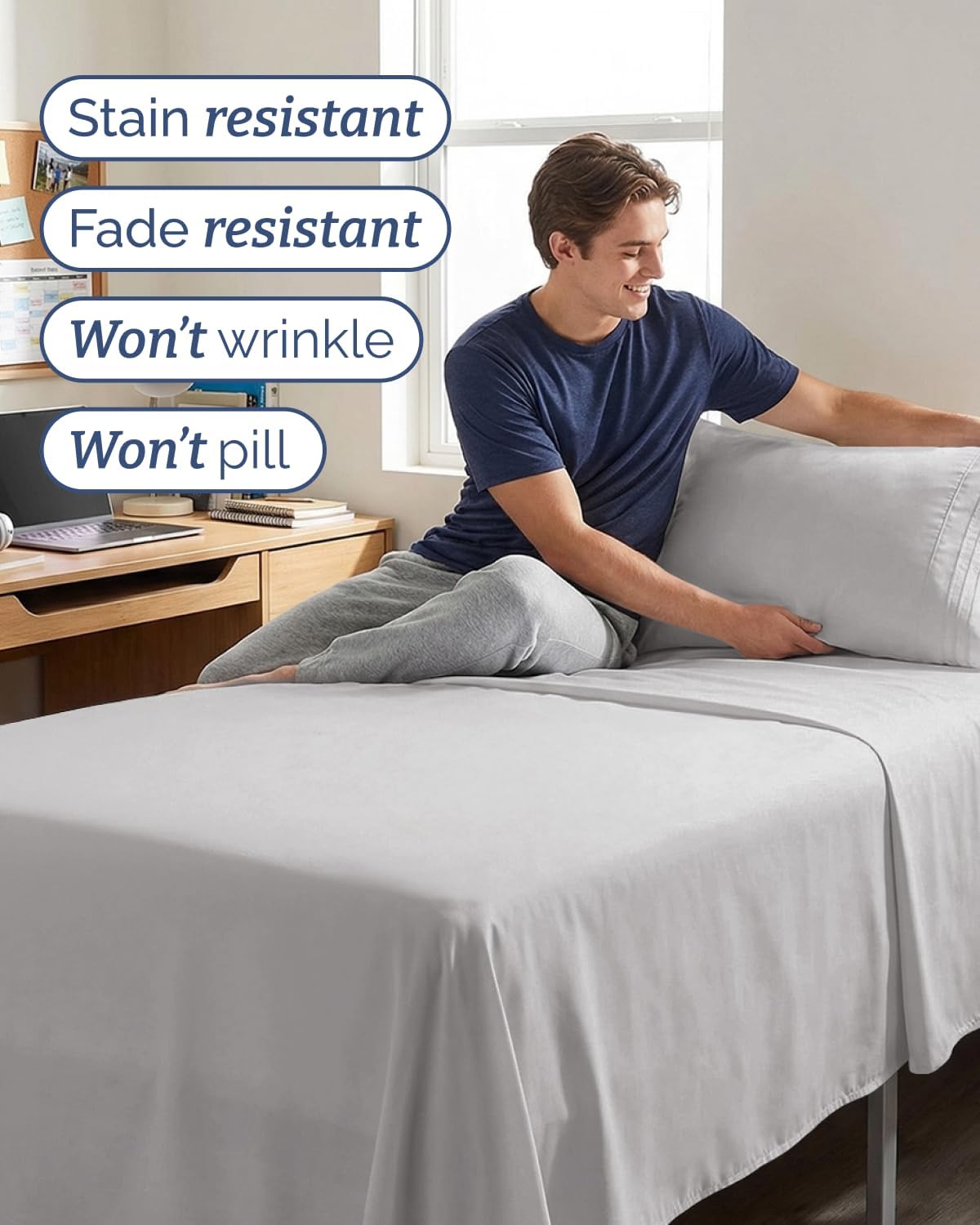 Comfy Twin XL Sheet Set by [Brand Name] - 3 Piece Cooling Bedding | Soft, Breathable & Wrinkle-Free - French Grey