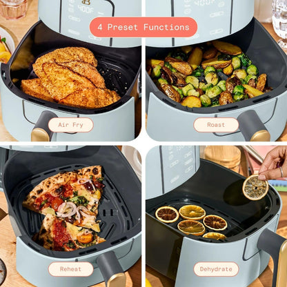 TurboCrisp 6-Quart Digital Air Fryer - Non-Stick, Dishwasher Safe, 4 Cooking Presets, 1750 Watt | Hydrangea Color