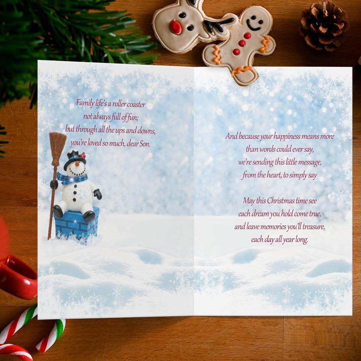 Regine Switzerland Christmas Card for Son - Merry Christmas Gift with Premium Envelope | 8x5.3 Inches, Double-Sided