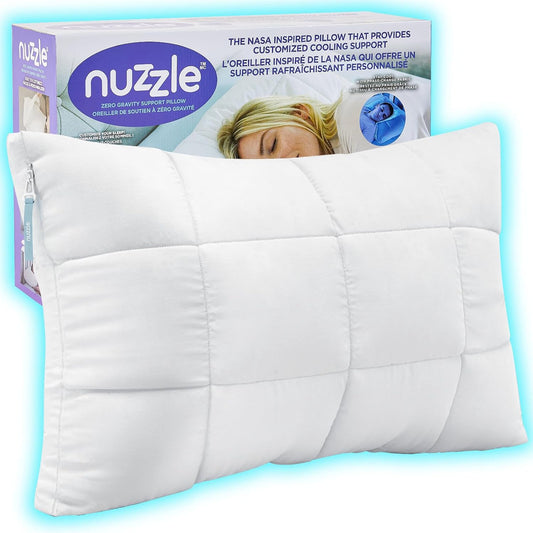 Nuzzle Adjustable Firm Pillow - Luxury Cooling Bed Pillow for All Sleep Positions | Standard Size