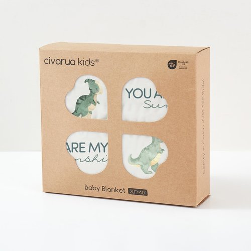 CIVARUA KIDS Dinosaur Baby Blankets for Boys, Super Soft Newborn Nursery Blanket with Double Layer Dotted Backing - Blue Babies Minky, Cozy Printed Bed Throw Blanket (30" x 40")