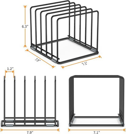 Cutting Board Organizer - Skiennix 2-Pack Kitchen Cabinet Rack with 5 Slots for Baking Trays & Sheets