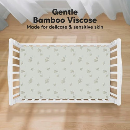 KeaBabies Baby Crib Sheets - Soft & Cozy 52x28 Viscose Bamboo Fitted Toddler Bed Sheets | 2-Pack Neutral Design