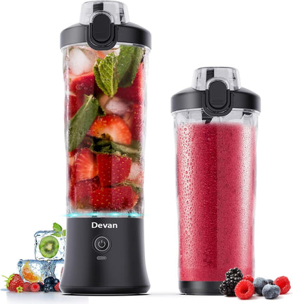 Skiennix Portable Blender - Waterproof 20 oz BPA-Free Cup with Travel Lid | Black