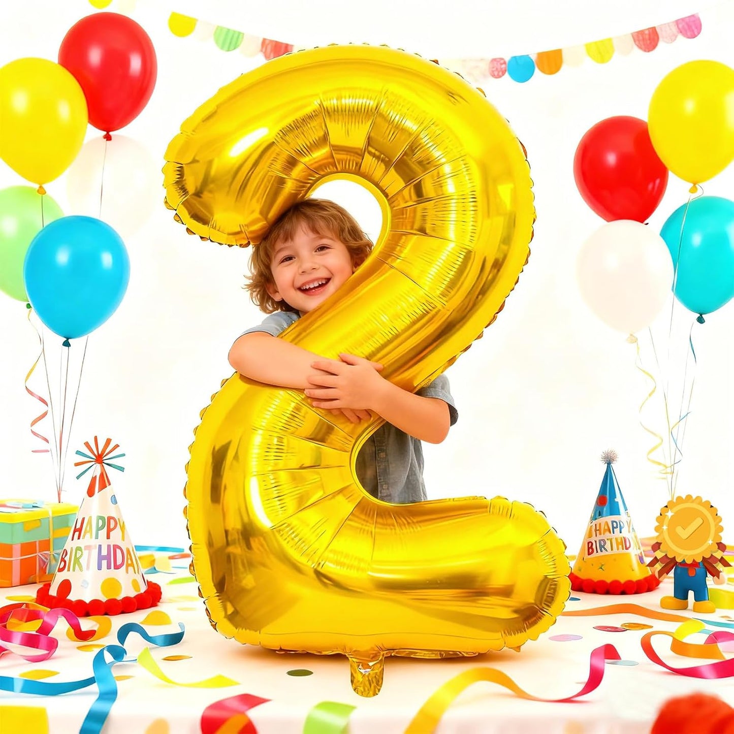 Smlpuame Gold Number 2 Balloon - 40 Inch Helium Foil for Birthday & Wedding Celebrations