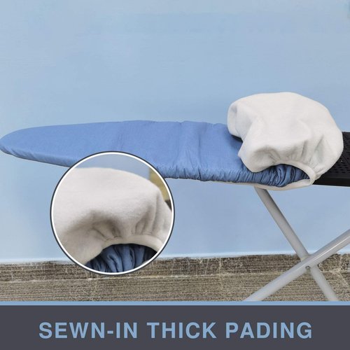 VividPaw Ironing Board Cover and Pad, Standard Size 15x54, Thick Padding, Elastic Edge, Silicone Coated, Resist Scorching, Adjustable Fastener, Heavy Duty Padded Iron Board Covers (Blue)