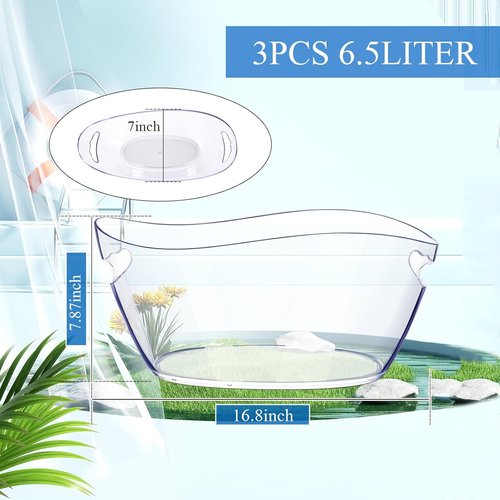 Ice Bucket-3 pcs Acrylic Beverage Tub,Champagne Bucket for Parties, Mimosa Bar Supplies for Beer, Sparkling, Wine, Cocktails