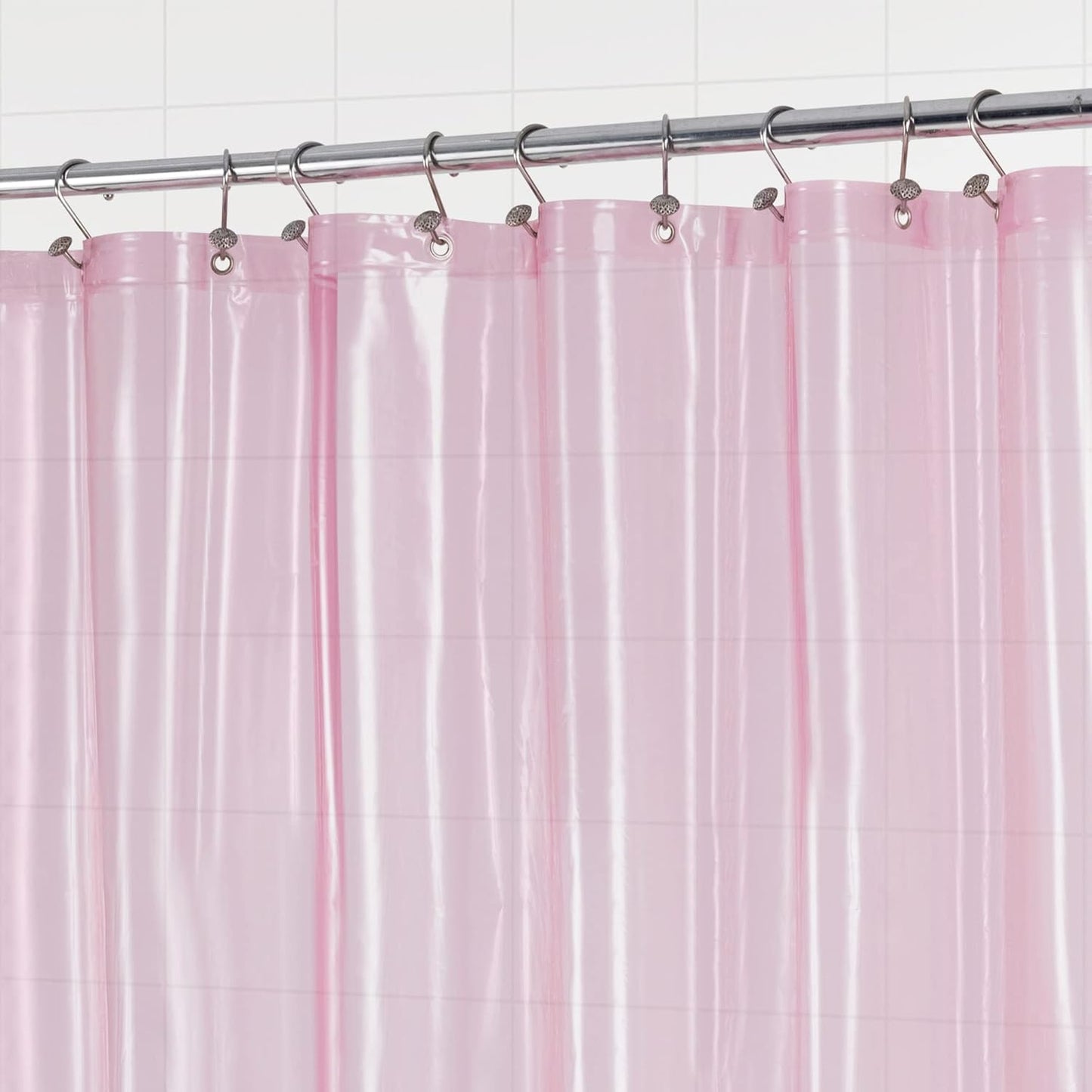 Barossa Design Shower Curtain Liner - Premium Clear Pink PEVA, Waterproof with 3 Magnets | Standard Size