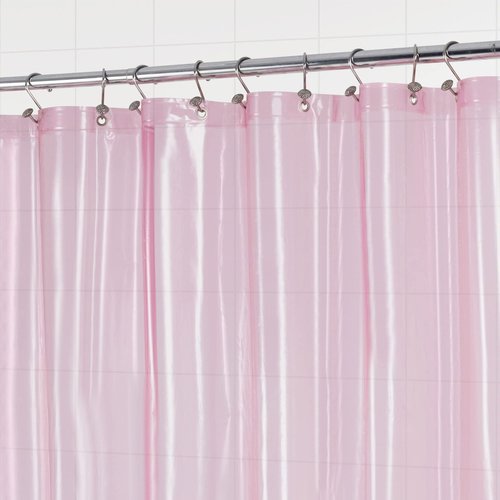 Barossa Design Clear Pink Stall Shower Curtain Liner with 3 Magnets - 36" x 72" Waterproof Lightweight PEVA Plastic Narrow Shower Liner for Small Bathroom, Metal Grommets - Clear Pink