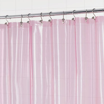 Barossa Design Clear Pink Stall Shower Curtain Liner with 3 Magnets - 36" x 72" Waterproof Lightweight PEVA Plastic Narrow Shower Liner for Small Bathroom, Metal Grommets - Clear Pink