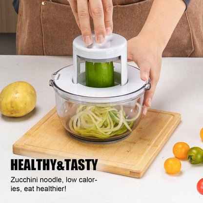 KEOUKE Vegetable Spiralizer & Zucchini Noodle Maker - 3 In 1 Adjustable Spiral Slicer with BPA-Free Plastic & Clear Bowl, Effortless for Cucumber, Potato, Carrot