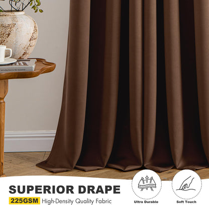 MIULEE Blackout Curtains - Thermal Insulated Room Darkening Drapes | 84-Inch Grommet Panels in Mocha Brown