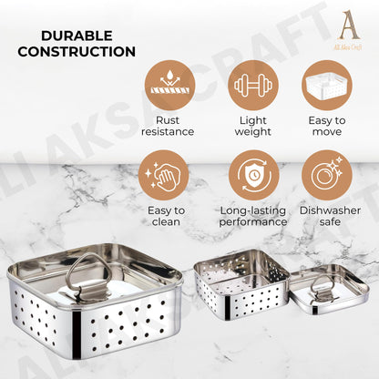 Stainless Steel Square Shape Paneer/Tofu/Cheese Maker Mould Machine Hard Presse Mold KIt For Paneer/Cheese Making (450ml)