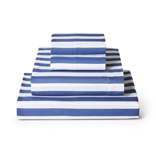 Mellanni Full Sheets Set - 4 PC Iconic Collection Bedding - Hotel Luxury, Extra Soft, Cooling Bed Sheets - Wrinkle, Fade, Stain Resistant (Full, Oxford Stripe Blue Nova)