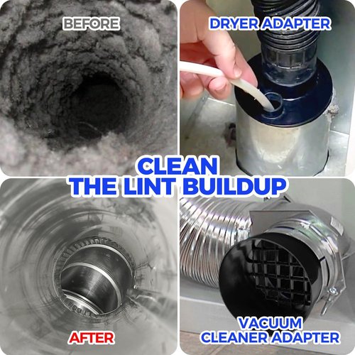 Holikme Dryer Vent Cleaner Kit - 30ft Brush, Lint Vacuum Attachment & Adapters | Efficient Blue Cleaning Solution