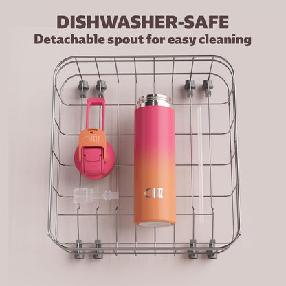 OISIZ Insulated Water Bottle - 24 oz Vacuum Stainless Steel with 2-in-1 Spout & Straw Lid | 100% Leakproof, Keeps Drinks Cold for 24 Hours