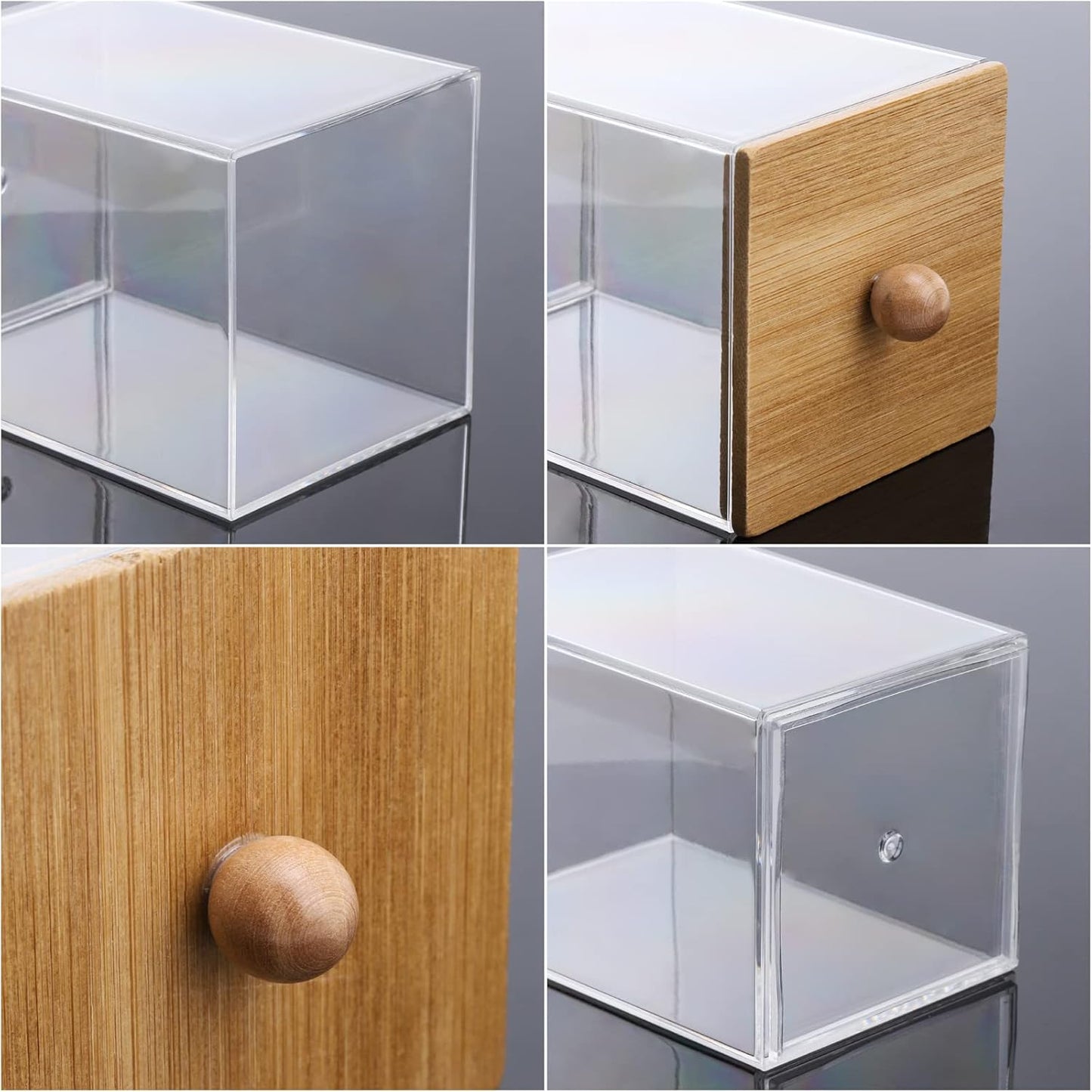 Tbestmax Cotton Swab Holder - Clear Apothecary Jar with Wood Lids | 12 OZ Bathroom Storage (4 Pack)