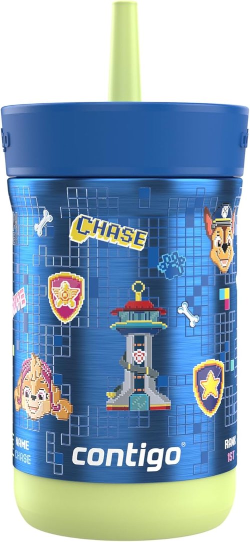 Contigo Kids Leighton Tumbler - Spill-Proof Stainless Steel with Straw | 12oz, Paw Patrol Design