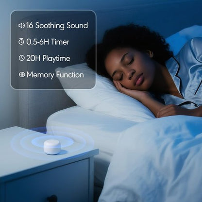 SMILEBOP Portable Sound Machine for Baby Adults,Travel Sound Machine,Mini White Noise Machine,16 Non-looping Sounds &Timer, Memory Function,Sleep Sound Machines Perfect for Privacy Hotel Gift (Tiny)