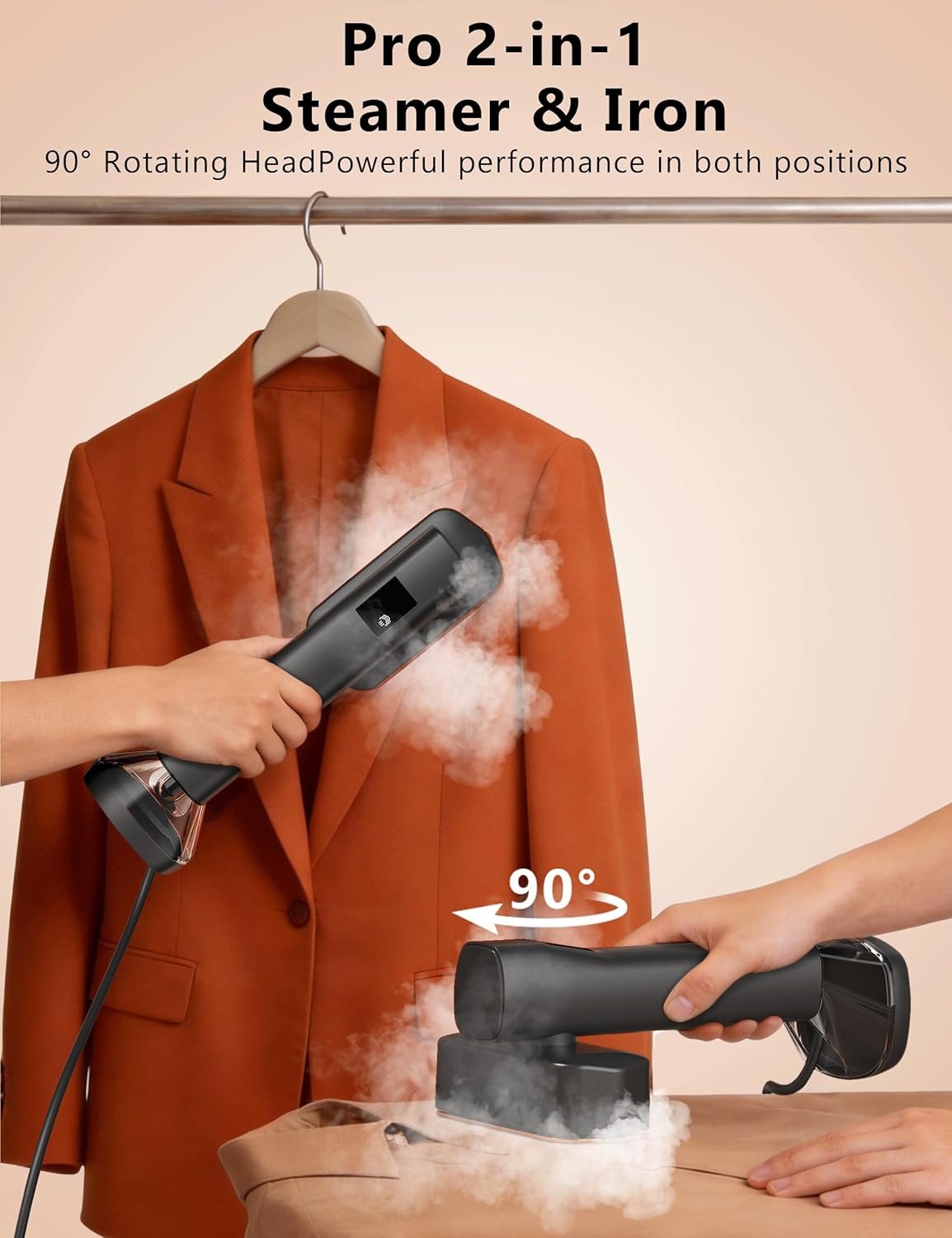 Skiennix Portable Handheld Garment Steamer - 200ml Capacity, 1000W Fast Heat-Up, Leak-Proof, Black & Gold