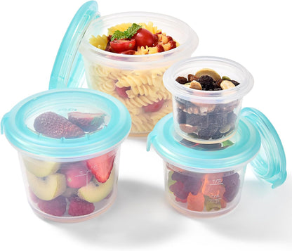 U-Taste Silicone Food Storage Containers Set - Airtight Meal Prep Boxes | Freezer & Microwave Safe, 2oz/4oz/8oz/16oz, Aqua Sky