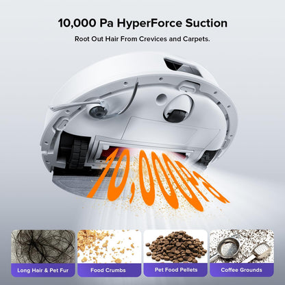 Roborock Q10 S5+ Robot Vacuum & Mop - 10,000Pa Suction, 70-Day Self-Emptying, Sonic Mopping, Ideal for Pet Hair