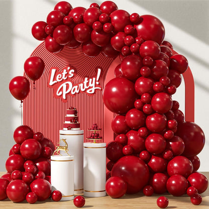Skiennix Dark Red Balloon Arch Kit - 122pcs in Various Sizes for Wedding, Bridal Shower & Birthday Decor